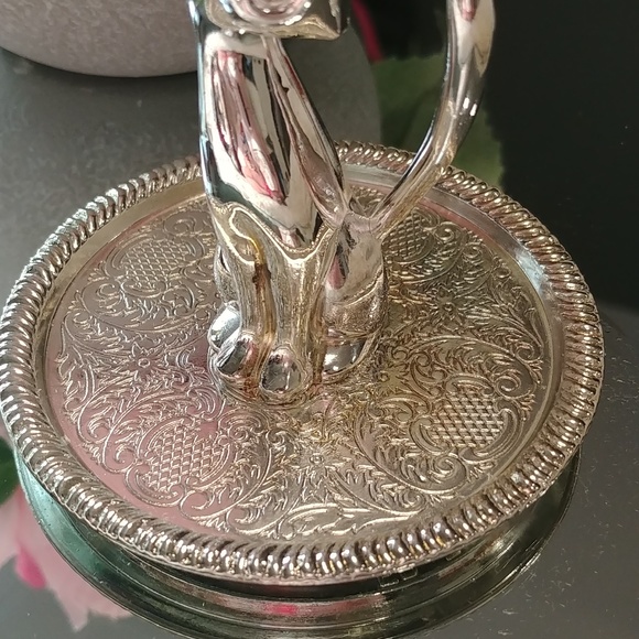 Vintage EP Zinc Alloy Silver Cat Ring Dish - Picture 3 of 4